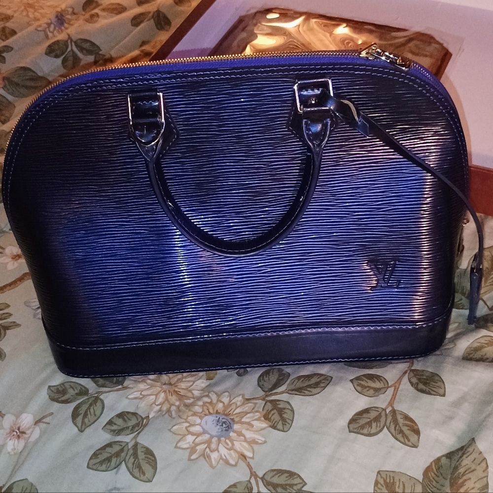 Navy Blue Alma Bag in Patent Leather By Louis Vuitton